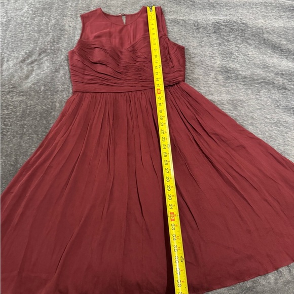 J. Crew Red Ruched Midi Dress V-Neck Sleeveless - Picture 6 of 13